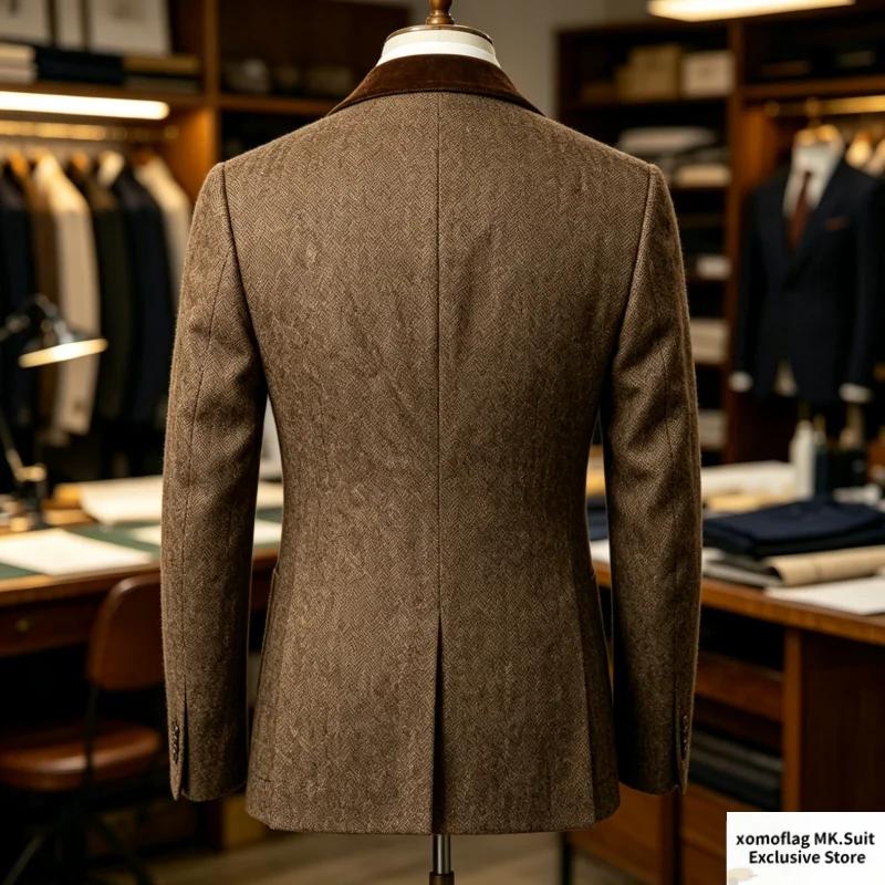 Blazer Homme Automne Hiver en Mélange de Laine