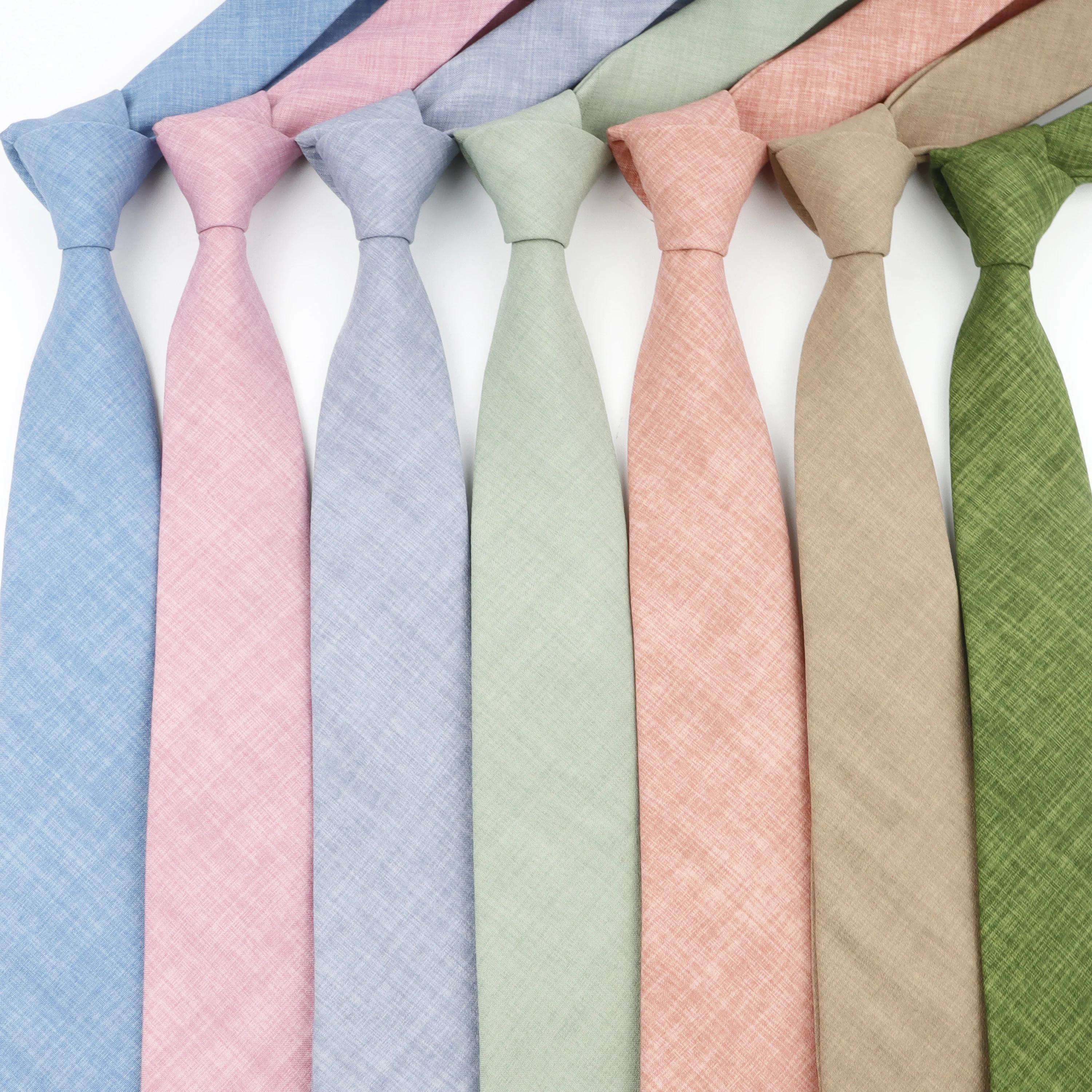 Coton doux couleur unie à la main hommes cravates sauge vert rose Orange maigre cravate pour fête de mariage chemise