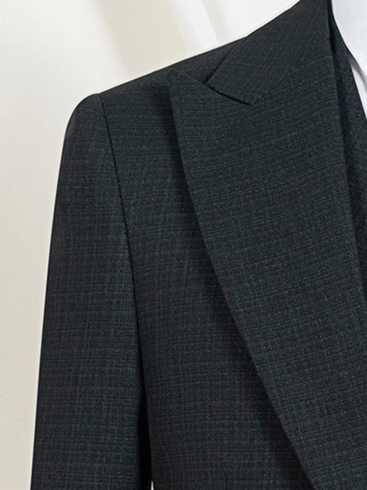 Nouveau costume homme vert foncé slim fit à un bouton