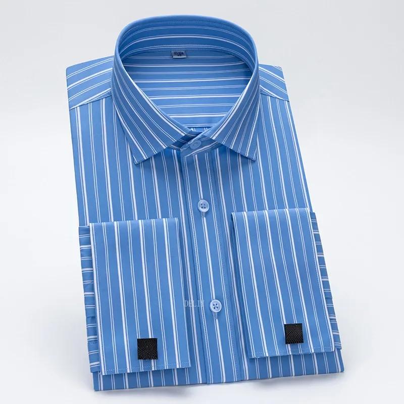2025 Windsor col coupe ajustée Modal nouveaux hommes chemise française à manches longues robe d'affaires bouton de