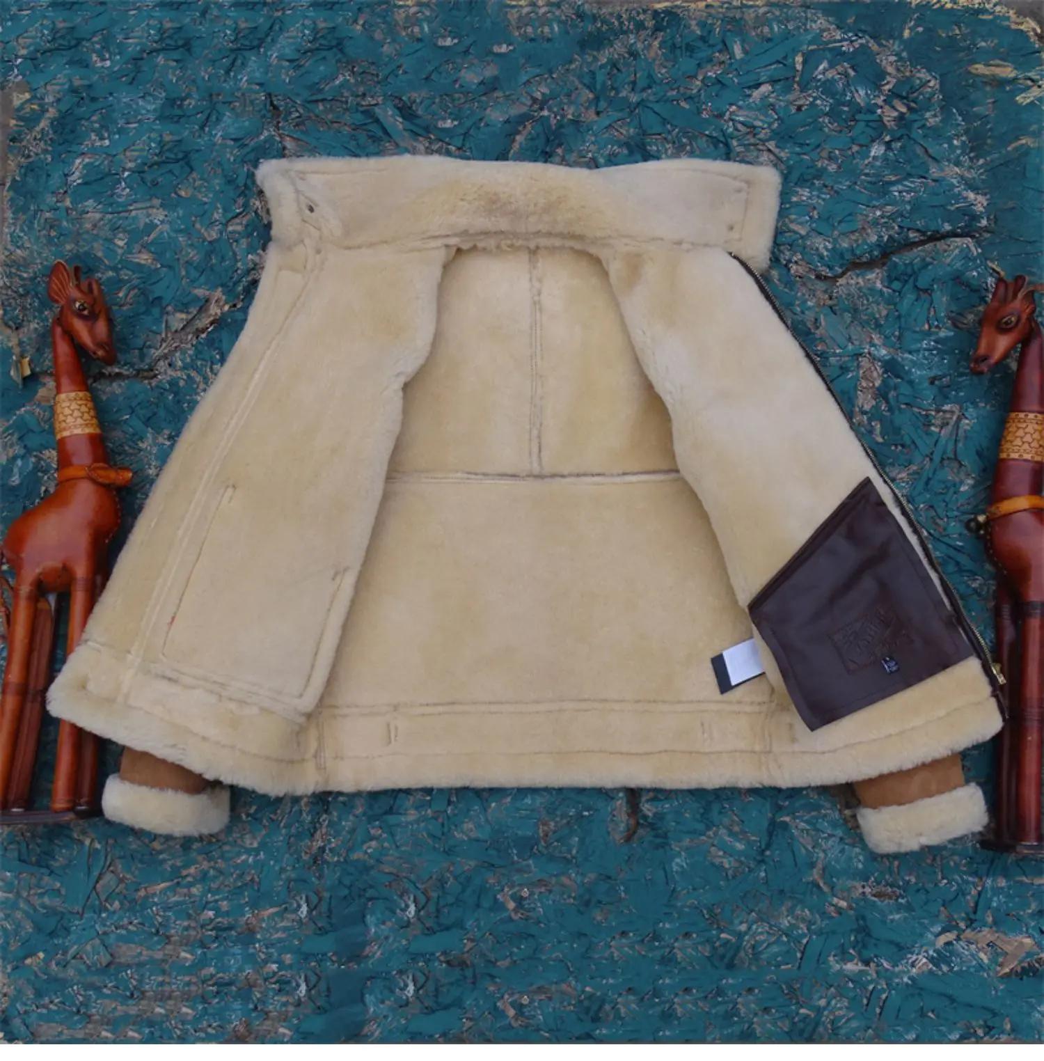 Veste en peau de mouton véritable marron clair pour homme