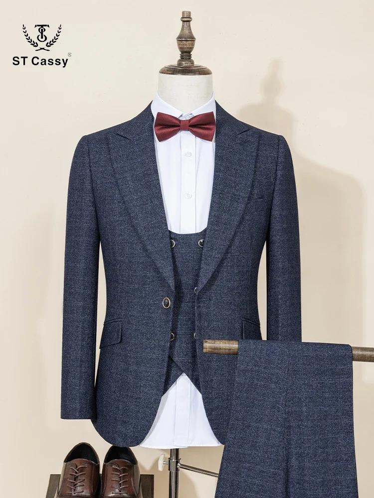 ST Cassy costume de marié de mariage (veste + gilet + pantalon)