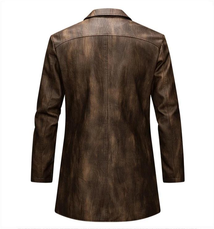 Vestes en PU marron pour hommes avec revers pour l'automne et l'hiver