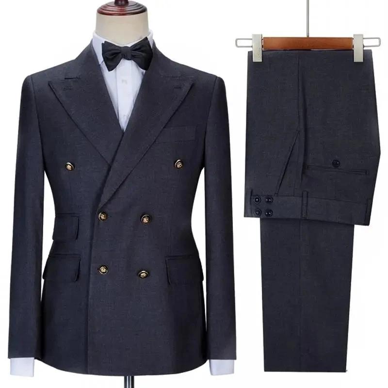 Costume 2 pièces Beige à Double boutonnage pour hommes