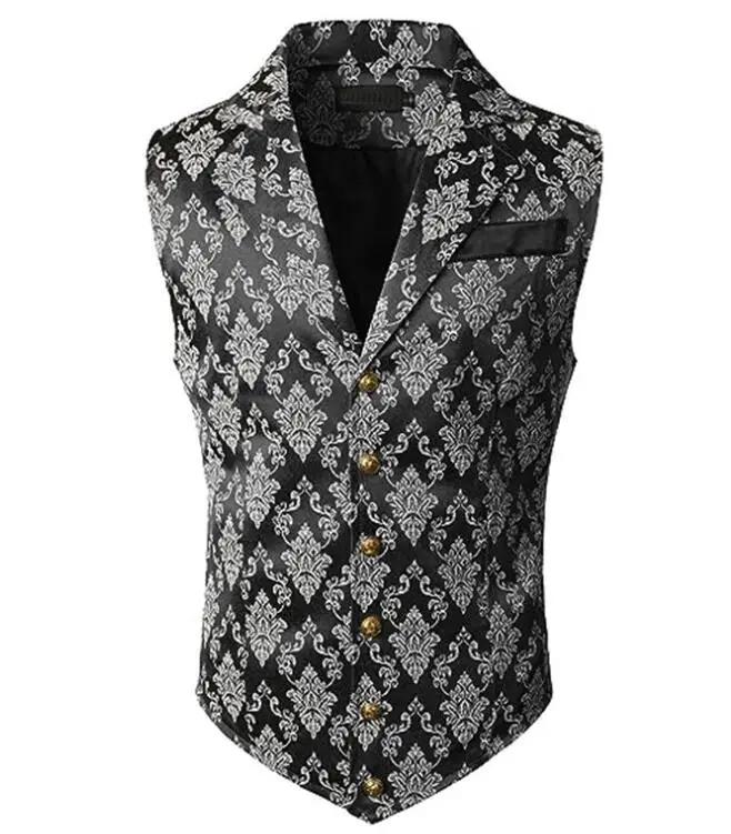 Gilet de Costume Homme Jacquard Floral Victorien
