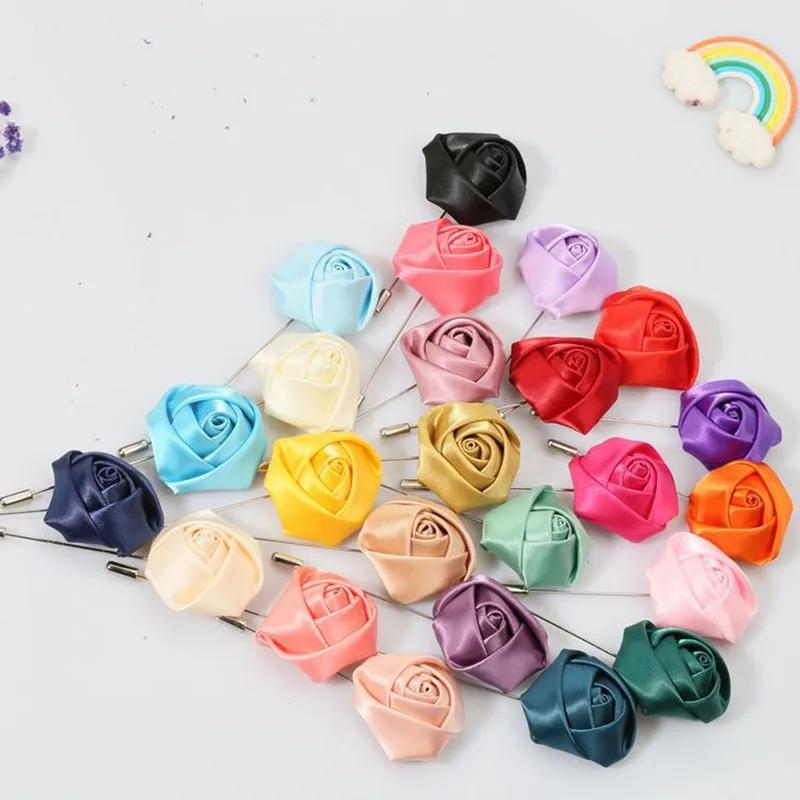 Boutonnières pour hommes pour mariage marié Corsage épinglettes ruban Roses fleur Mensuit boutonnière broche accessoires