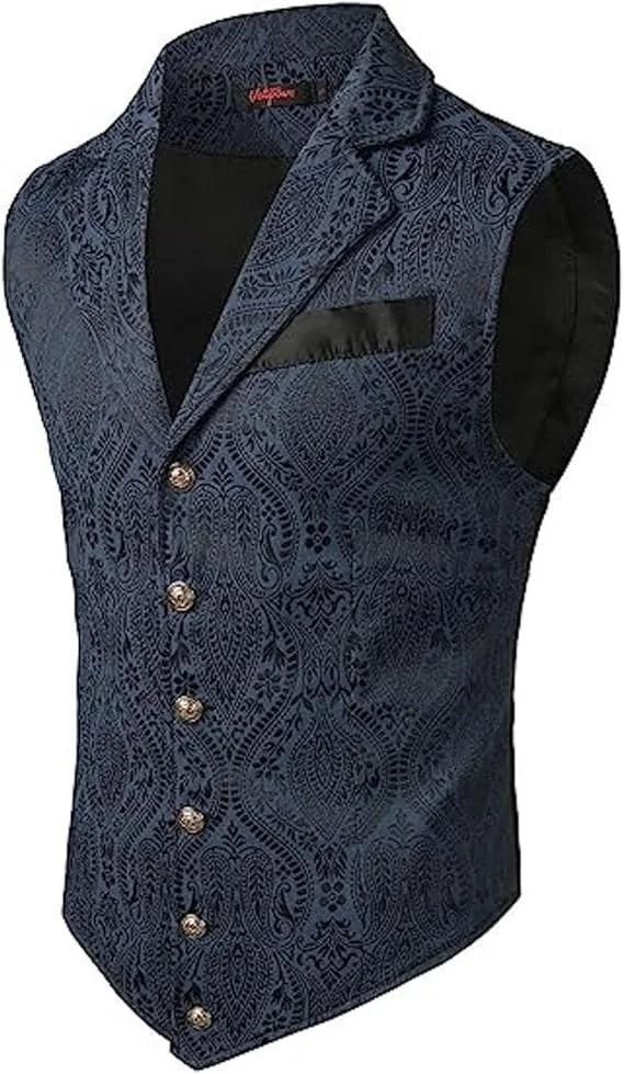 Gilet de Costume Homme Jacquard Floral Victorien