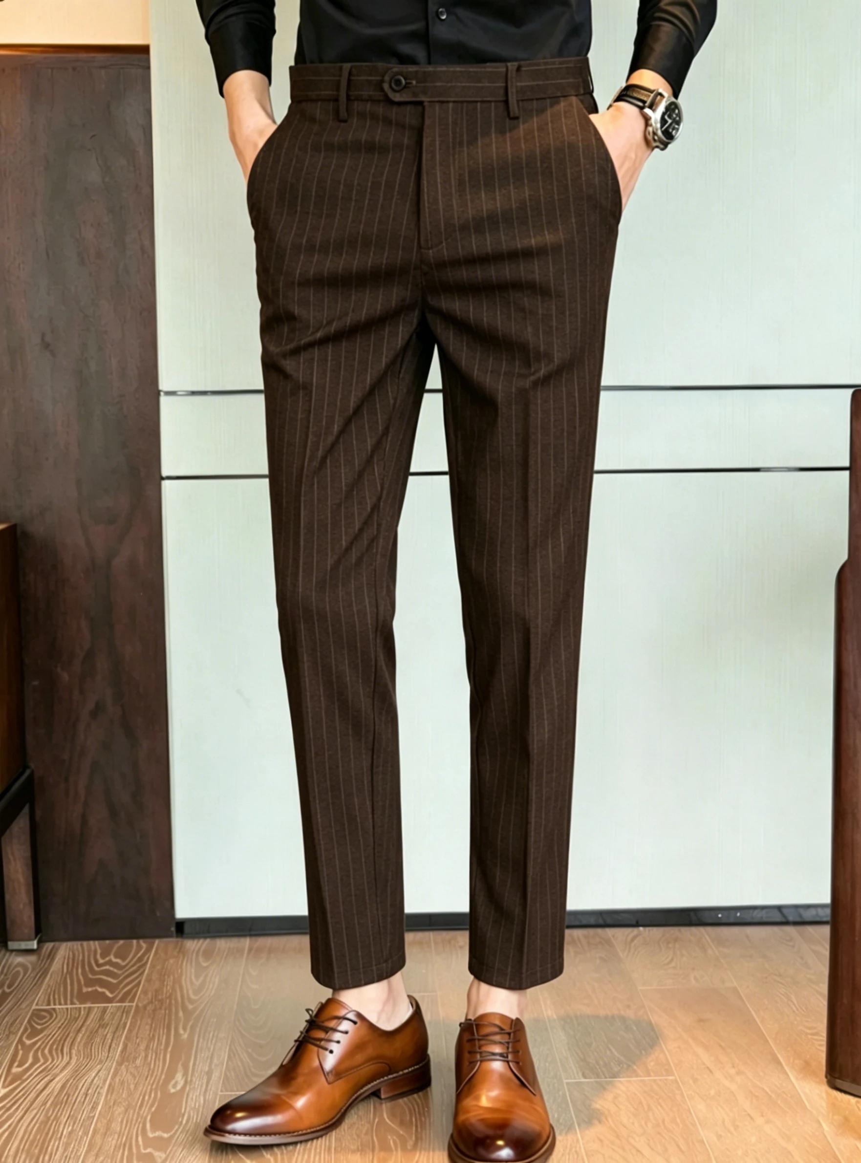 Pantalon de Costume à Rayures pour Homme