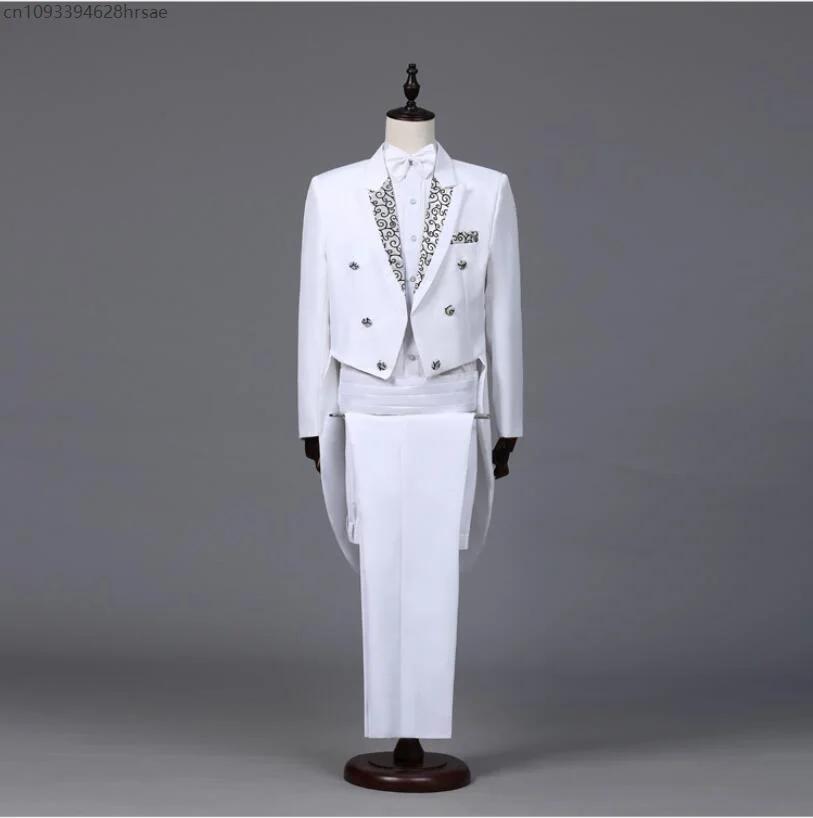 Manteau queue à revers noir et blanc pour hommes