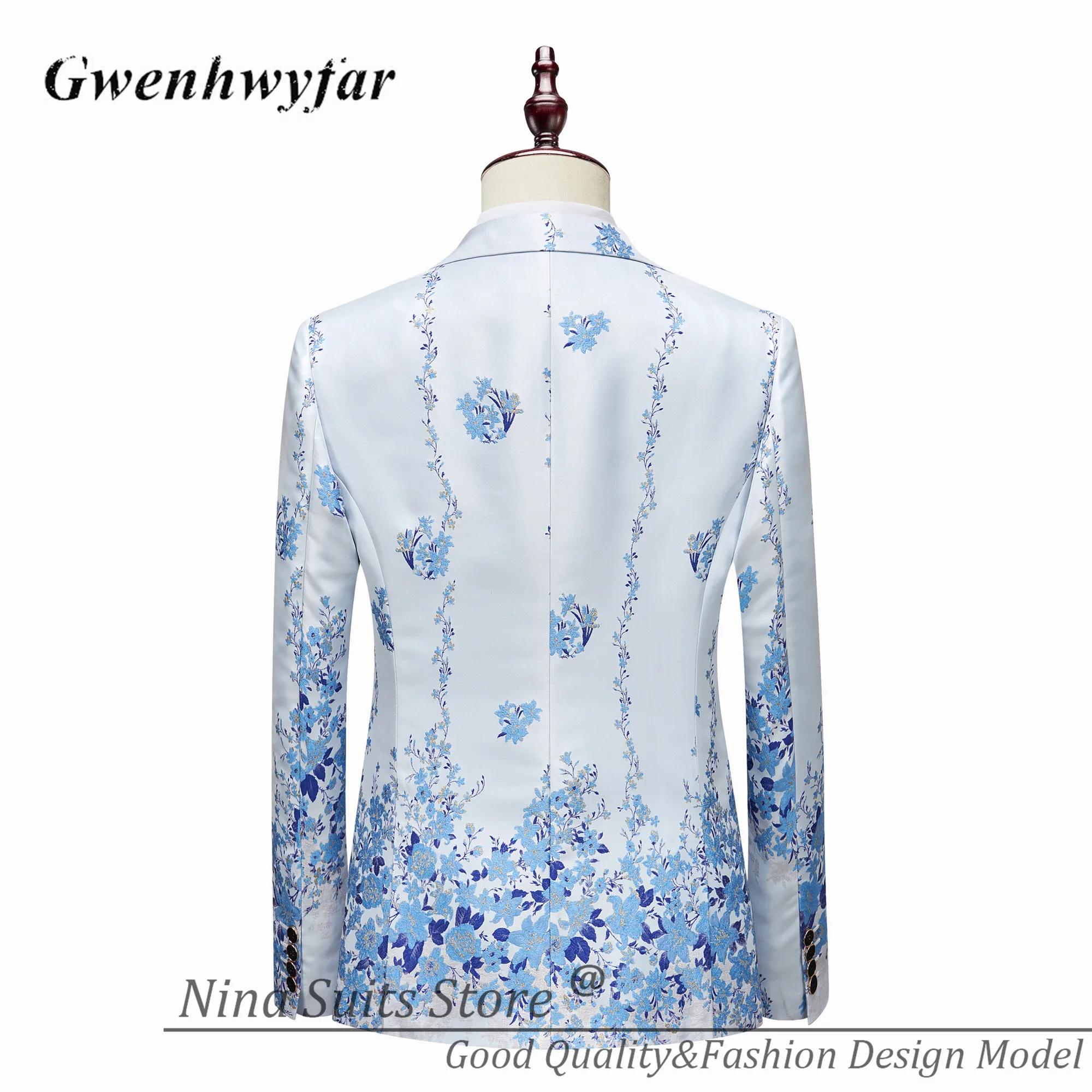 G & N 2026 sur mesure hommes costumes pour fête bleu clair motif série 3 pièces Costume Homme mode