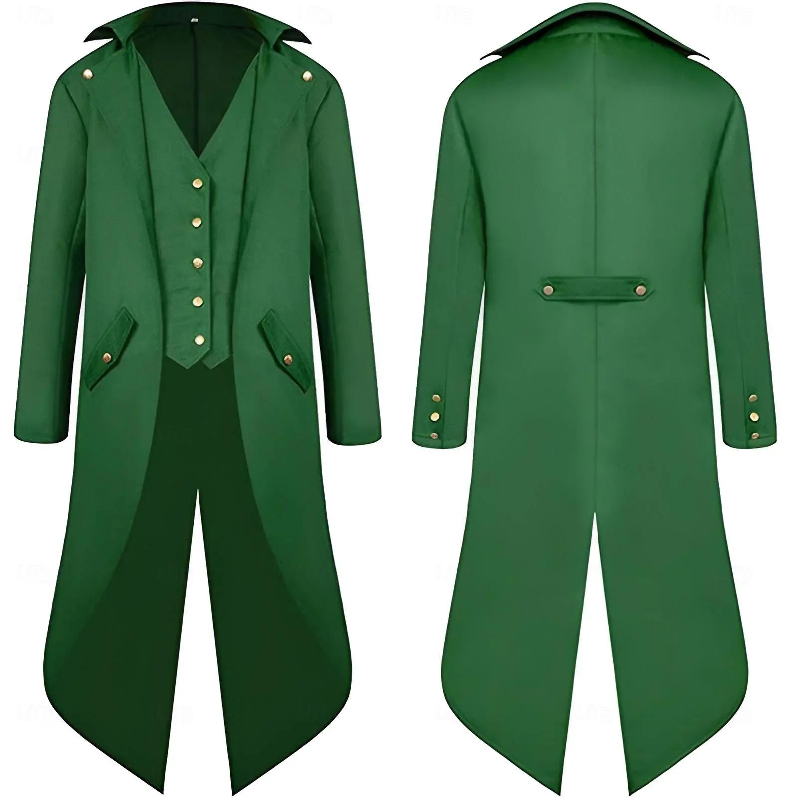 Tenue 3 pièces Costumes de lutin gothique Vintage Steampunk manteau de queue d'Halloween avec chapeau