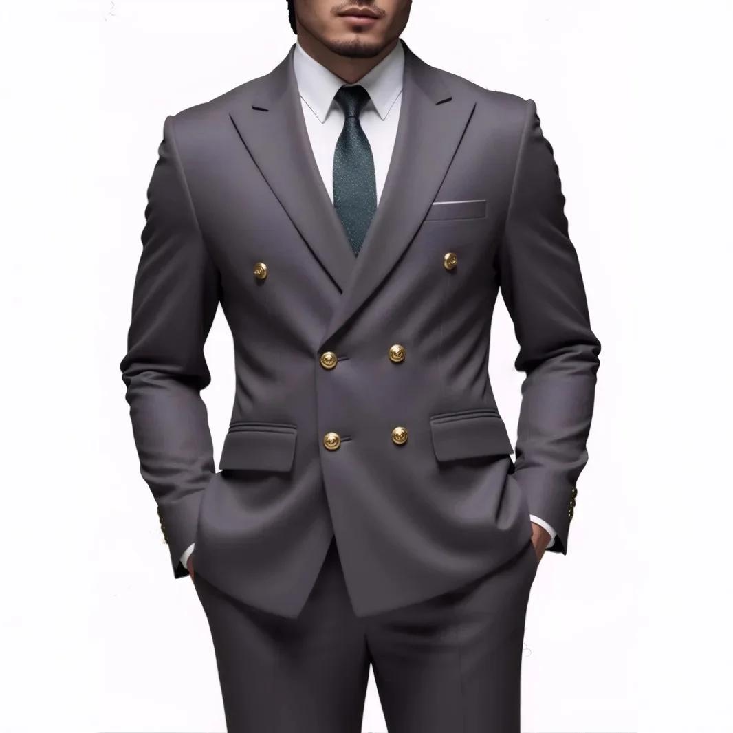Costume Double boutonnage noir pour hommes