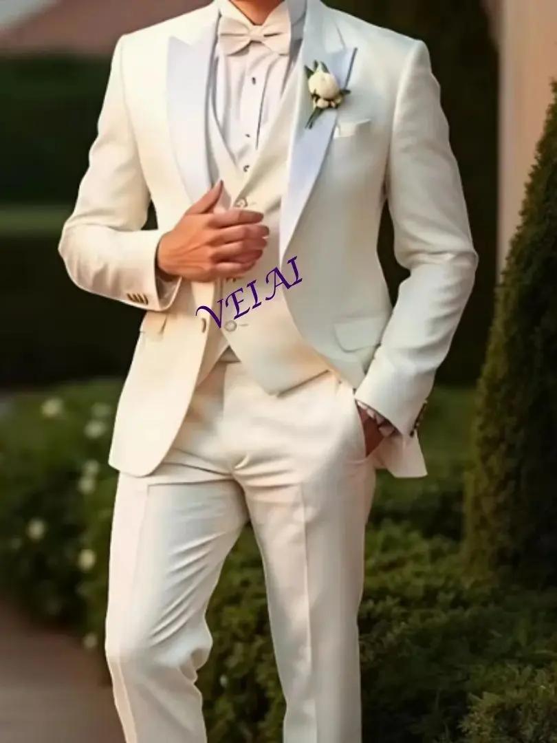 Costume d'affaires personnalisé blanc et bleu pour hommes