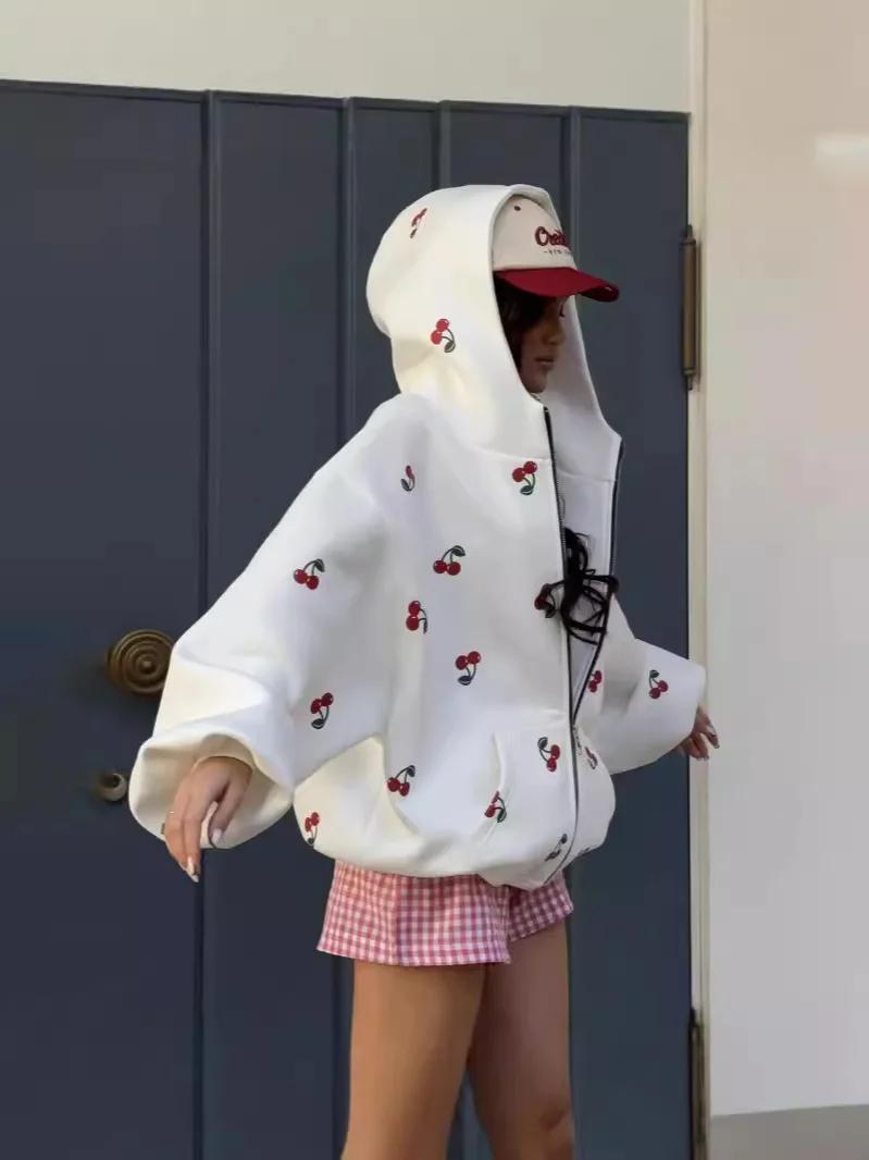 JHJN – veste à capuche imprimée cerise pour femme