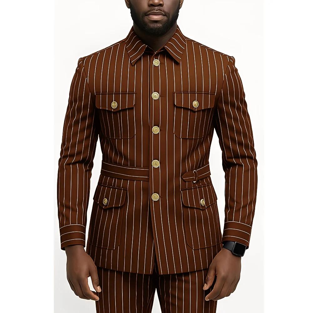Costume 2 pièces rayé pour hommes