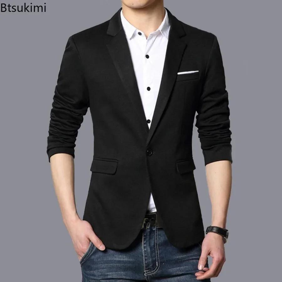 Veste de Costume Classique Homme 2026 – Blazer Slim Uni à Bouton Unique pour Affaires et Tenues Décontractées – Haut
