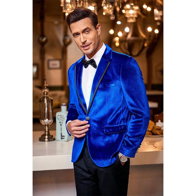 Veste de costume décontractée en velours pour homme