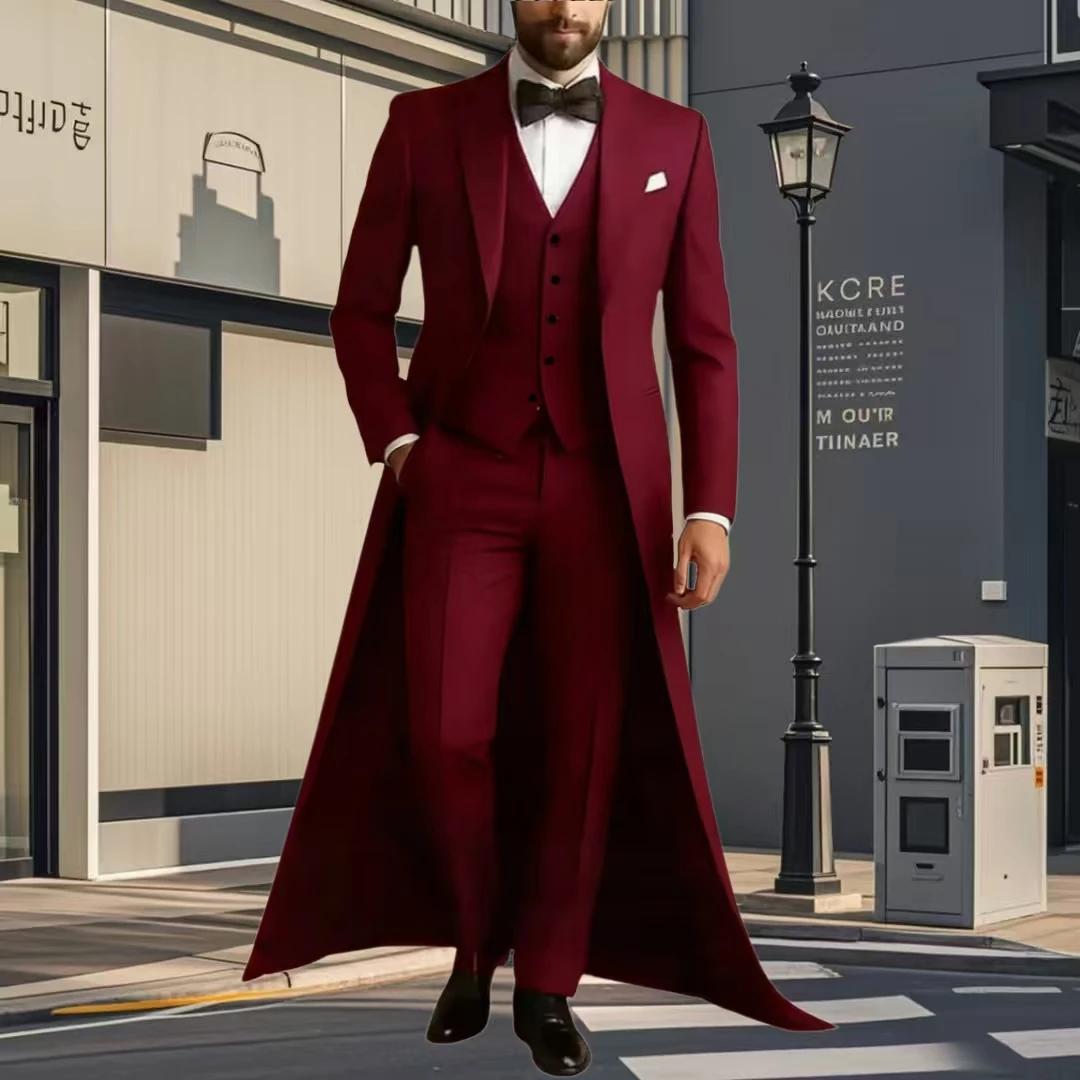 Costume Homme 3 Pièces de Mariage et Cérémonie : Veste Longue