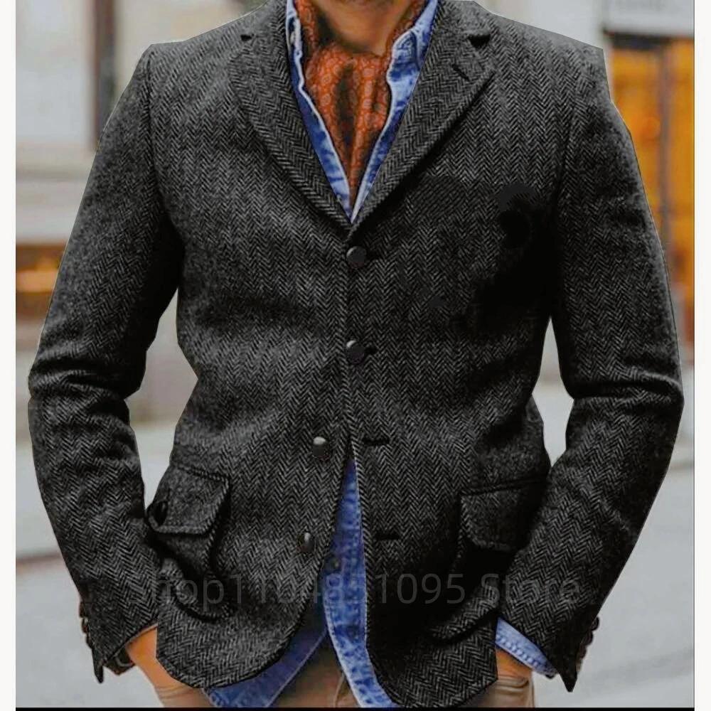 (Coat uniquement) costume marron à chevrons pour hommes
