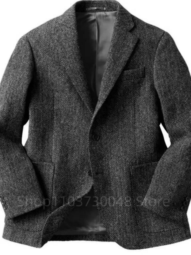 Blazer décontracté marron à chevrons pour homme