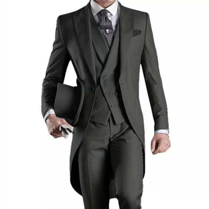 Manteau de queue sur mesure blanc/noir/gris/bordeaux pour hommes