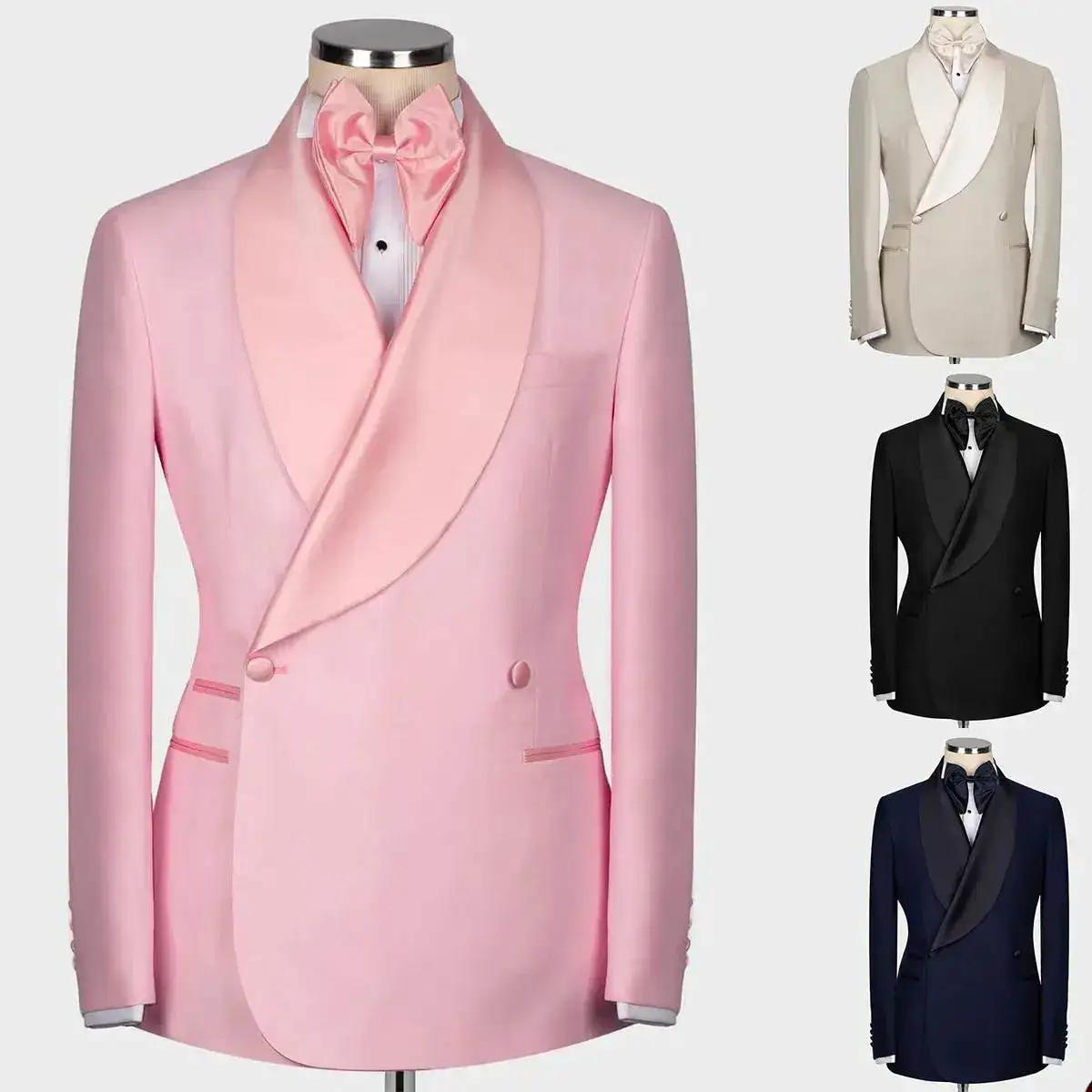 Costume de Mariage Homme Couleur Unie avec Revers Châle