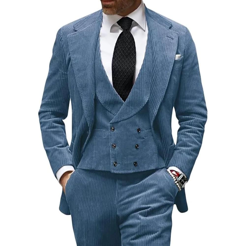 Costume 3 pièces en velours de chameau pour hommes