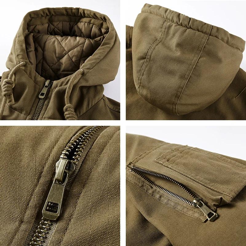 Blouson aviateur militaire en coton à capuche pour hommes