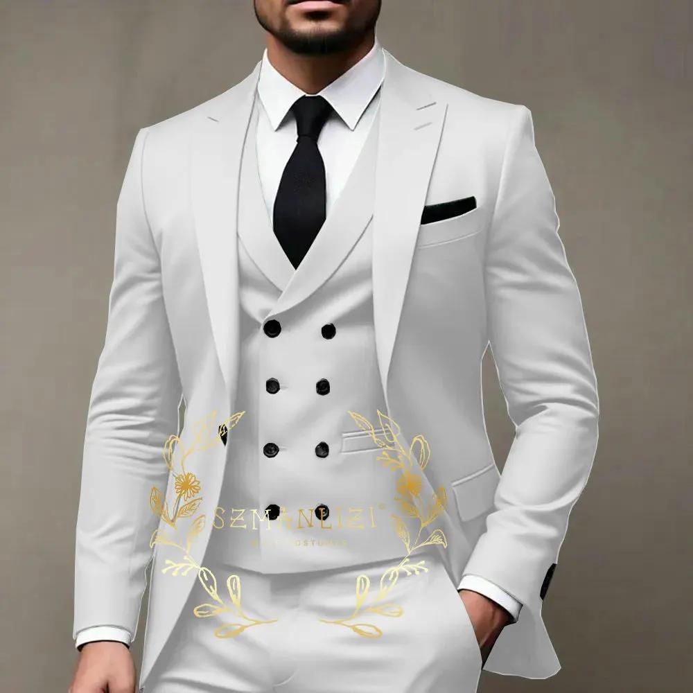 Costumes pour hommes vert clair 3 pièces marié coupe ajustée mariage bal fête smoking événements formels