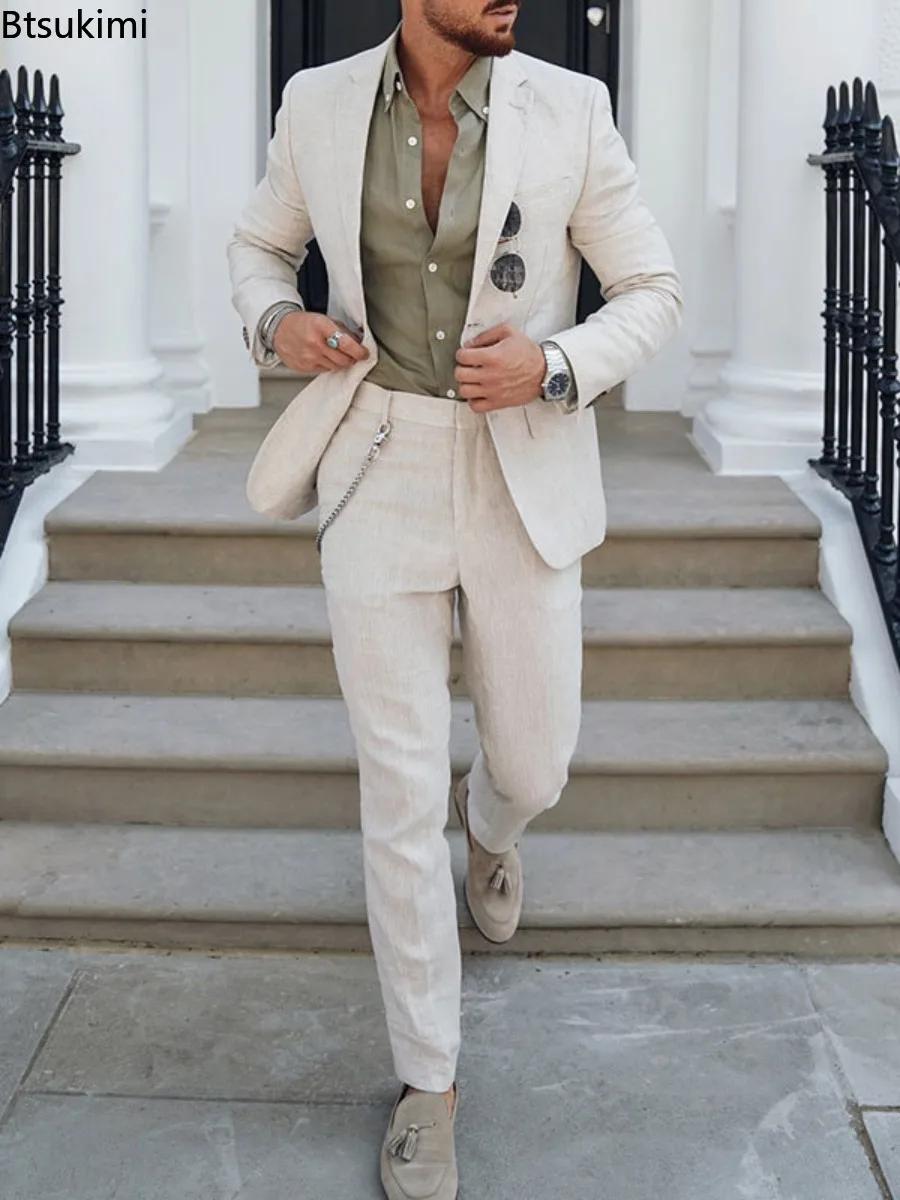 Ensembles de costumes pour hommes 2026 – Tenue de soirée élégante et formelle pour affaires – Smoking uni avec blazer à un bouton et pantalon – Robe de marié deux pièces