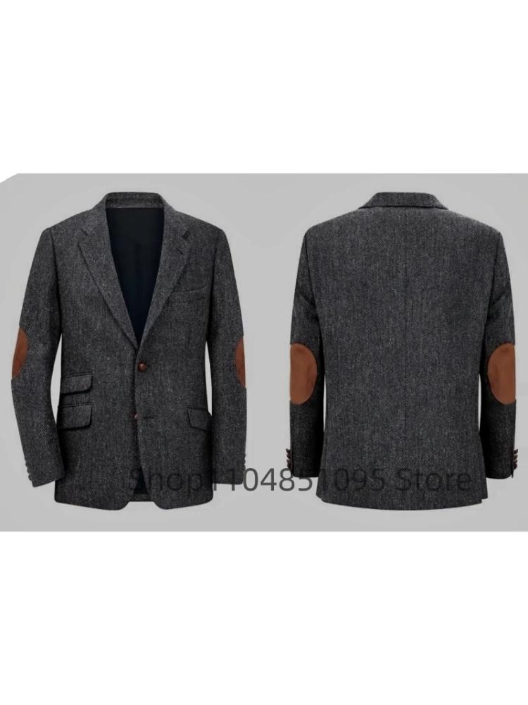 Blazer en Tweed à chevrons marron pour hommes