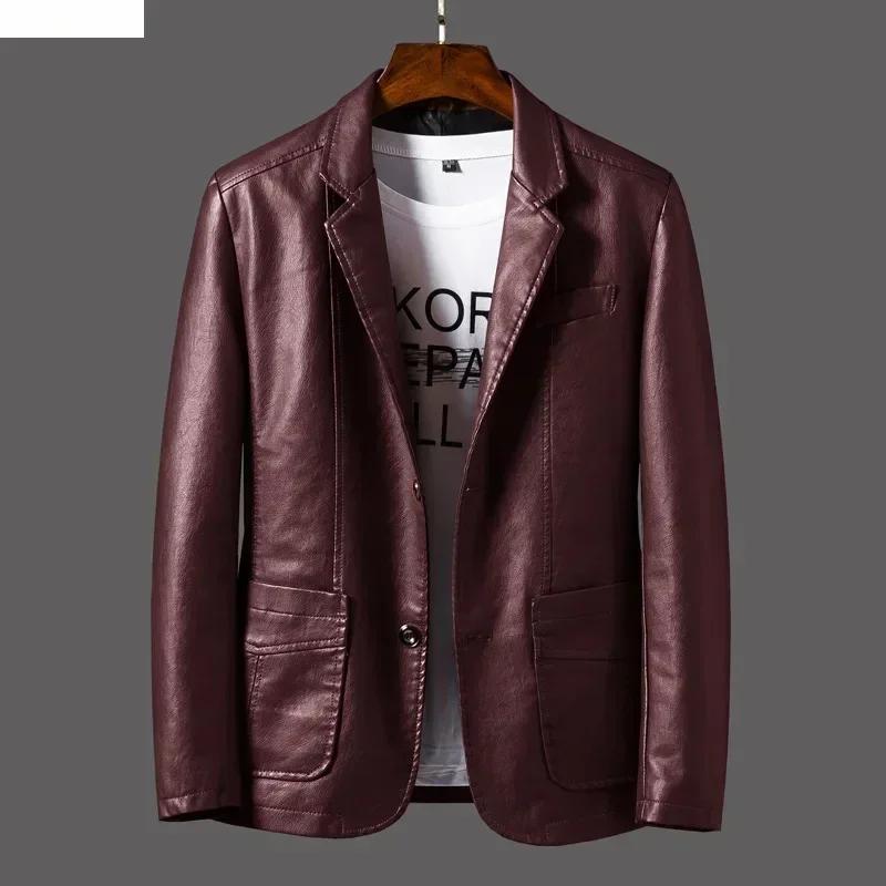 Nouvelle veste en cuir pour hommes d'affaires décontracté revers