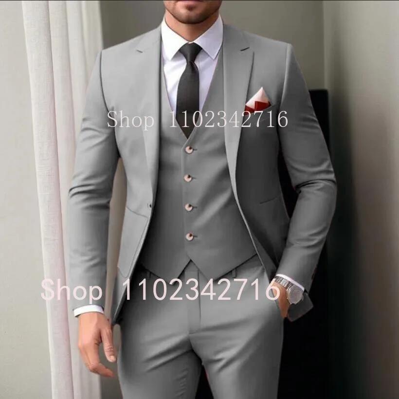 2025 costumes de mariage formels rose poussiéreux pour hommes coupe ajustée simple boutonnage élégant costume masculin de haute qualité 3 pièces veste pantalon gilet