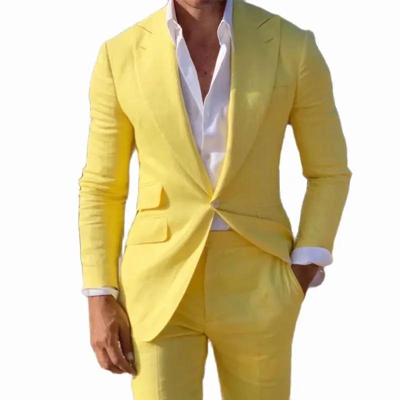 Costume Homme Jaune Slim Fit 2 Pièces pour Mariage
