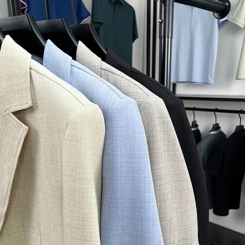 Blazer en mélange de lin pour hommes – Veste légère beige de style vintage M-3XL printemps-automne Texture respectueuse de toucher