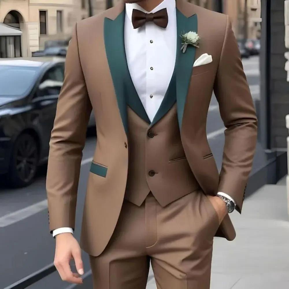 Nouveau Business décontracté MC mariage marié meilleur homme robe Jacquard hommes costume trois pièces ensemble costumes