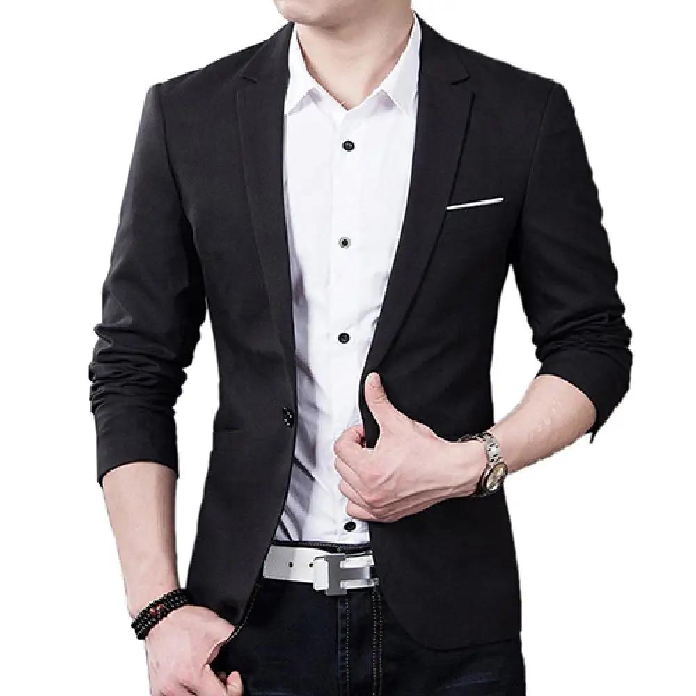 Hommes formel costume d'affaires manteau un bouton noir bleu rouge