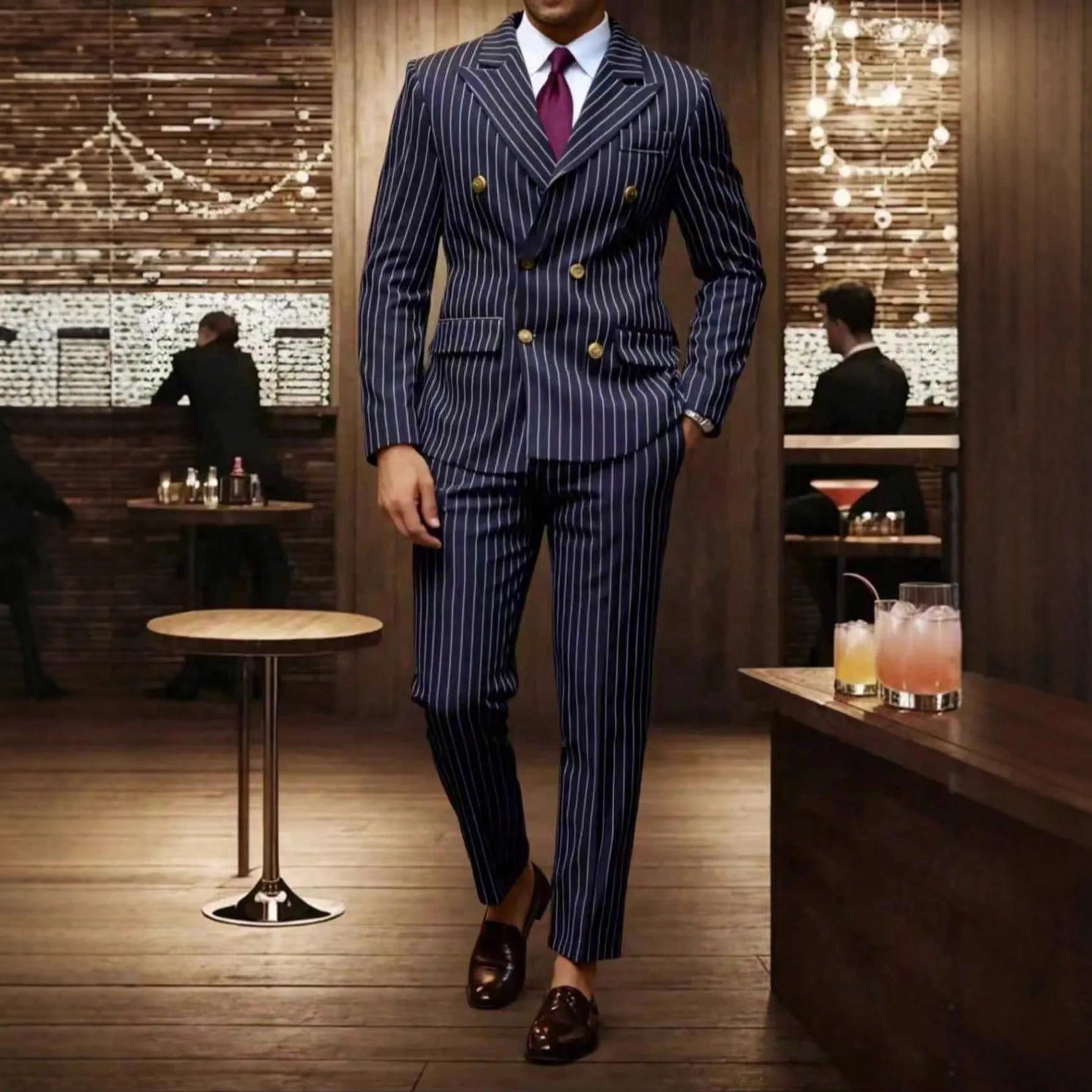 Costume Classique Marron Rayé pour Homme