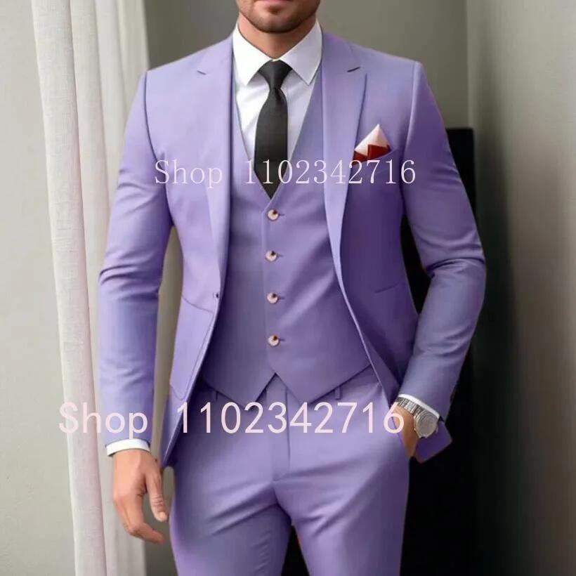 2025 costumes de mariage formels rose poussiéreux pour hommes coupe ajustée simple boutonnage élégant costume masculin de haute qualité 3 pièces veste pantalon gilet