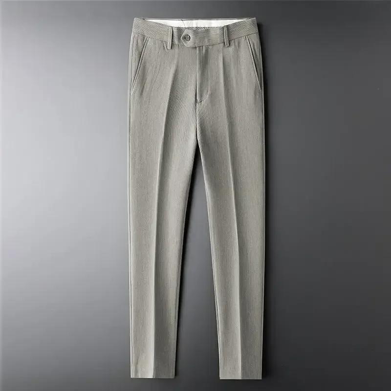 Pantalon de Costume Cropped Slim Fit Blanc pour Homme – Collection Été – Luxe et Qualité Supérieure – Élégant et Formel JJ1457