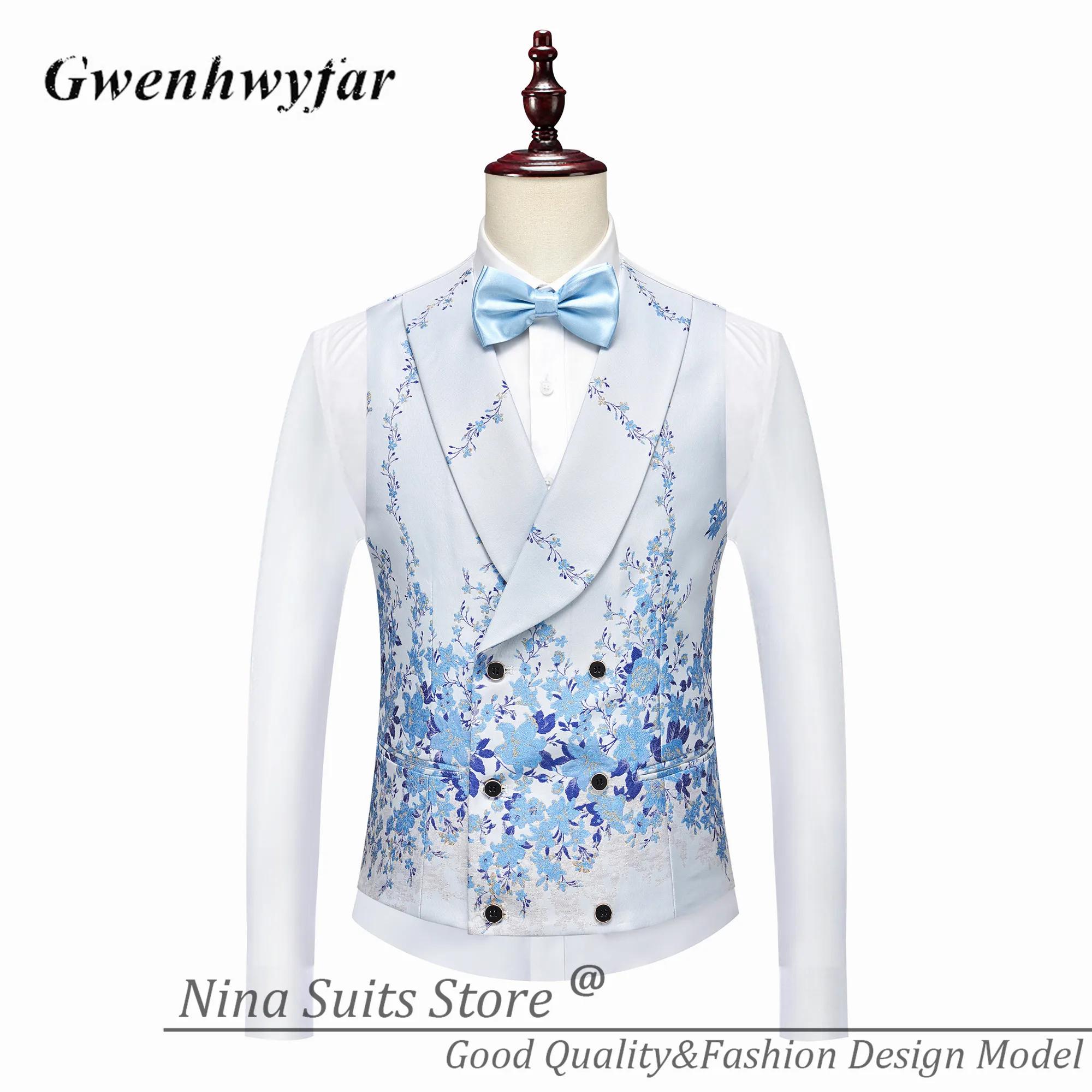 G & N 2026 sur mesure hommes costumes pour fête bleu clair motif série 3 pièces Costume Homme mode