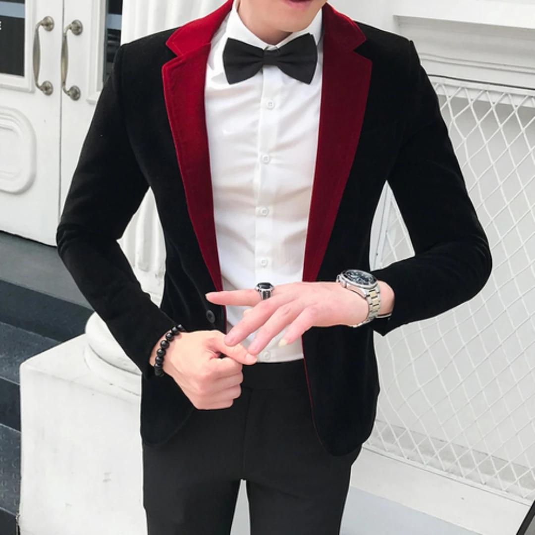 Nouvelle Veste en Velours Noir Tendance pour Homme