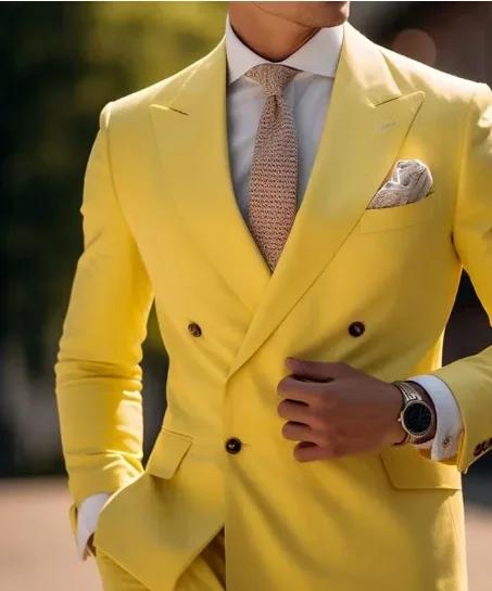 Costumes pour hommes marron de haute qualité Double boutonnage sur mesure