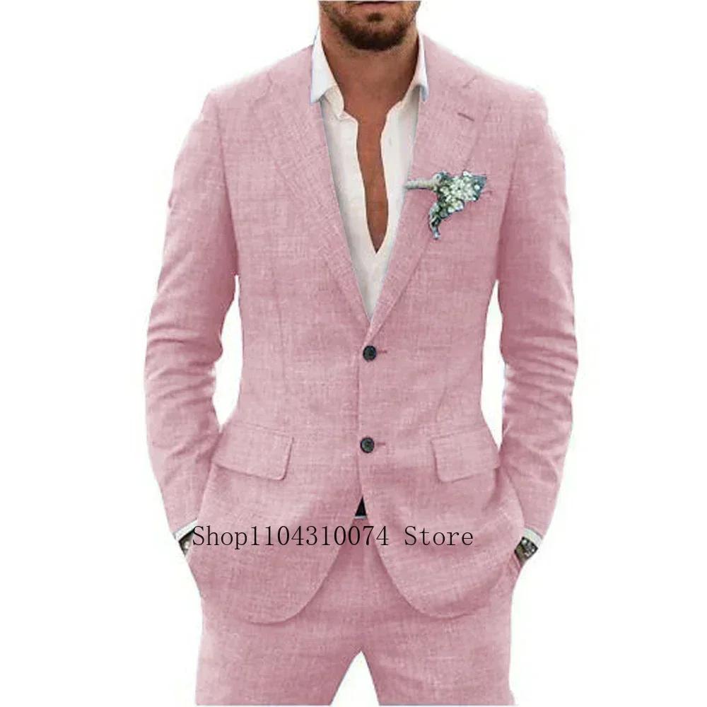 Ensemble Blazer et Pantalon en Lin Trempé pour Homme