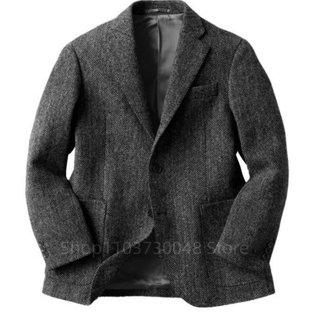 Blazer décontracté marron à chevrons pour homme
