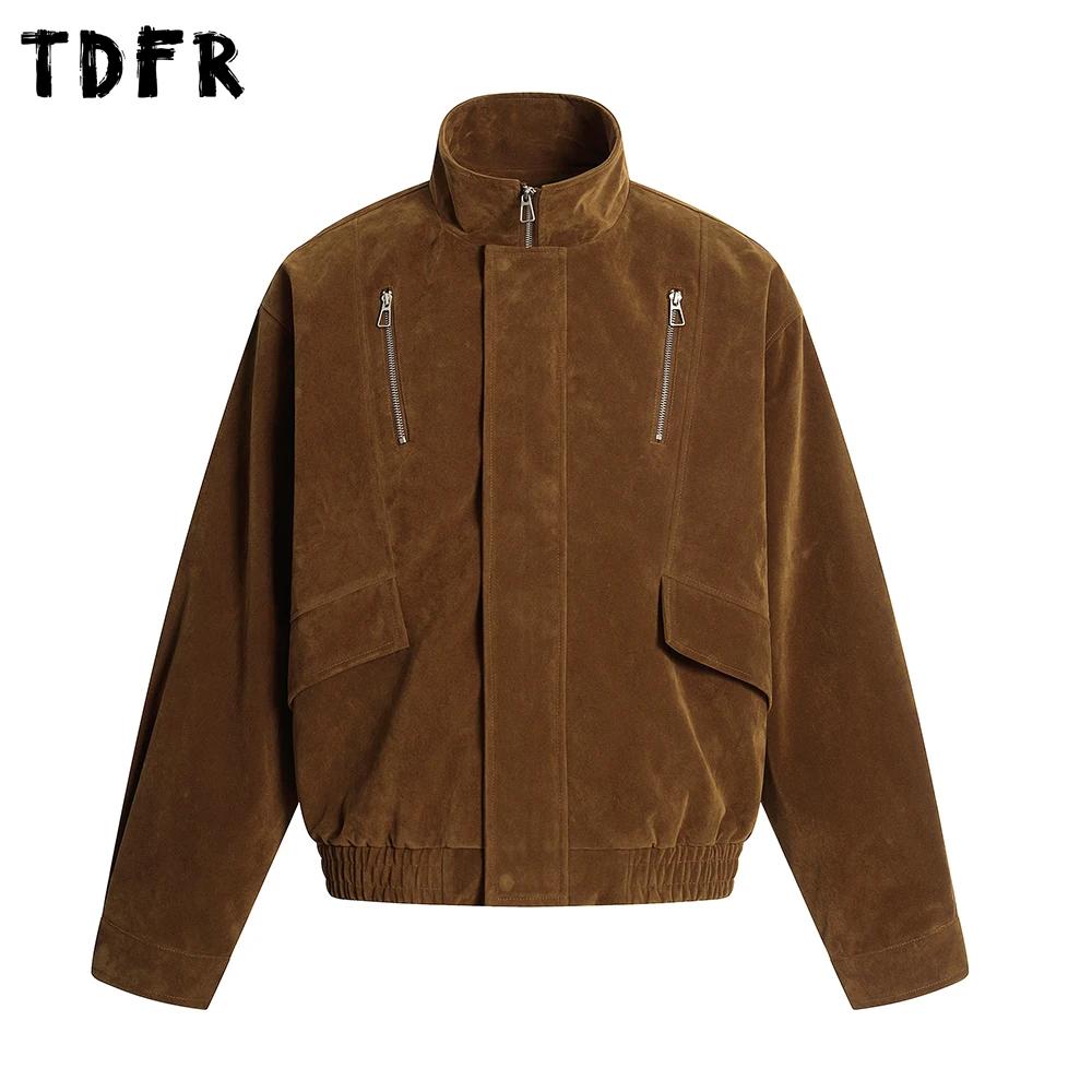 Veste Cargo en daim de couleur unie pour hommes