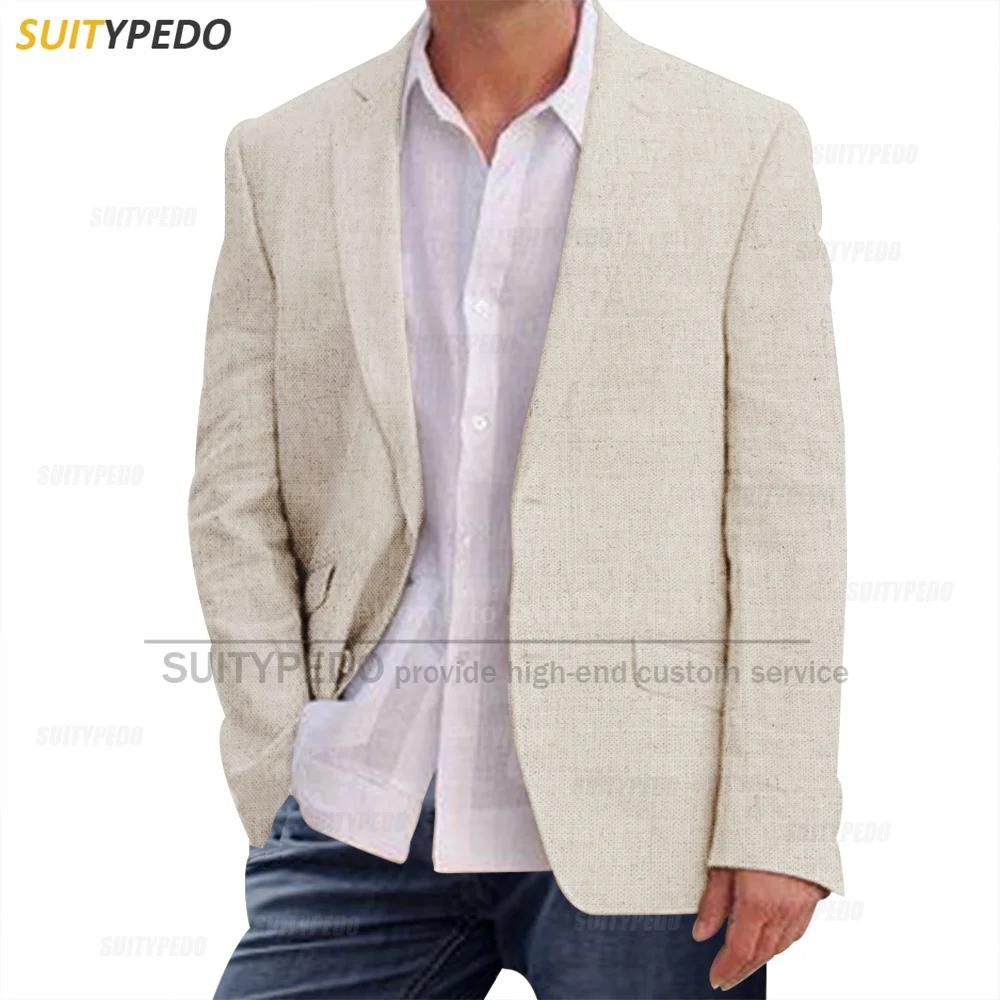 Blazers en lin bleu pour hommes