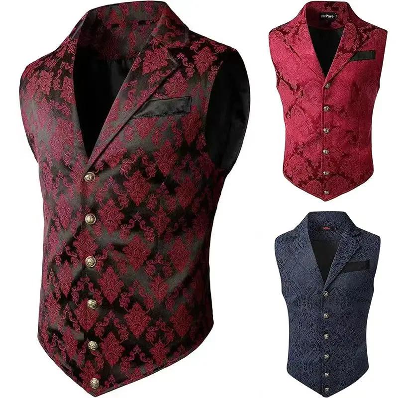 Gilet de Costume Homme Jacquard Floral Victorien