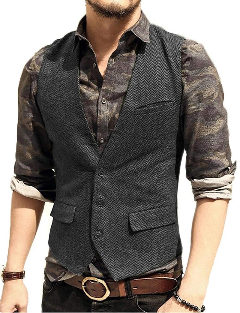 Gilet de costume classique à col en V profond