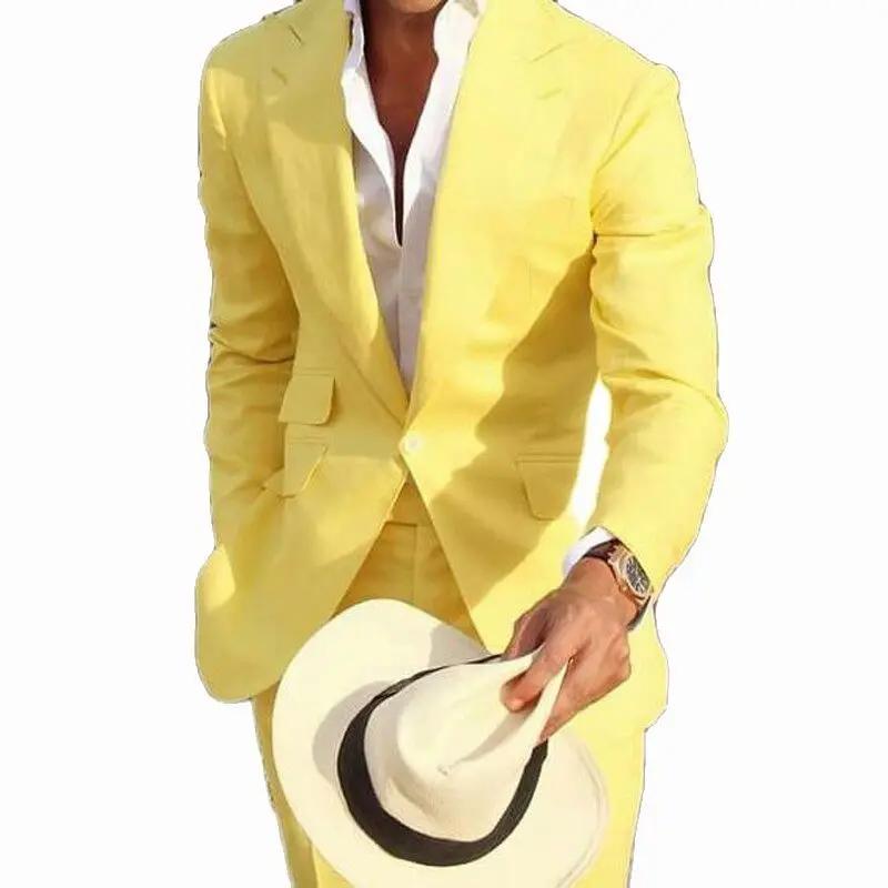 Costume Homme Jaune Slim Fit 2 Pièces pour Mariage